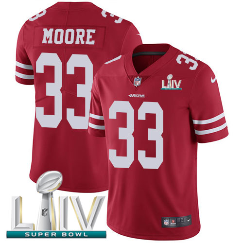 San Francisco 49ers Nike #33 Tarvarius Moore Red Super Bowl LIV 2020 Team Color Men Stitched NFL Vapor Untouchable Limited Jersey->youth nfl jersey->Youth Jersey